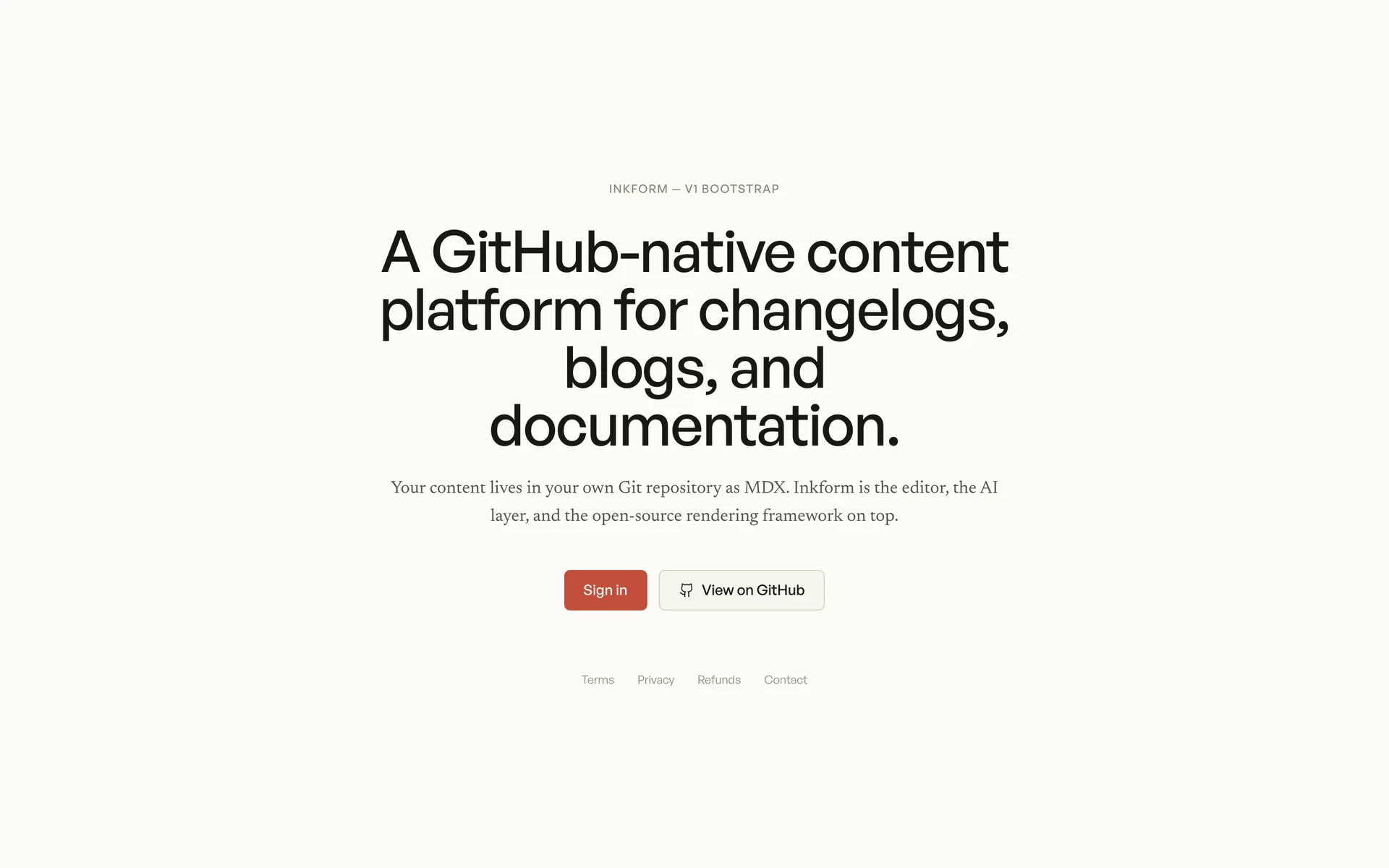 Inkform landing page