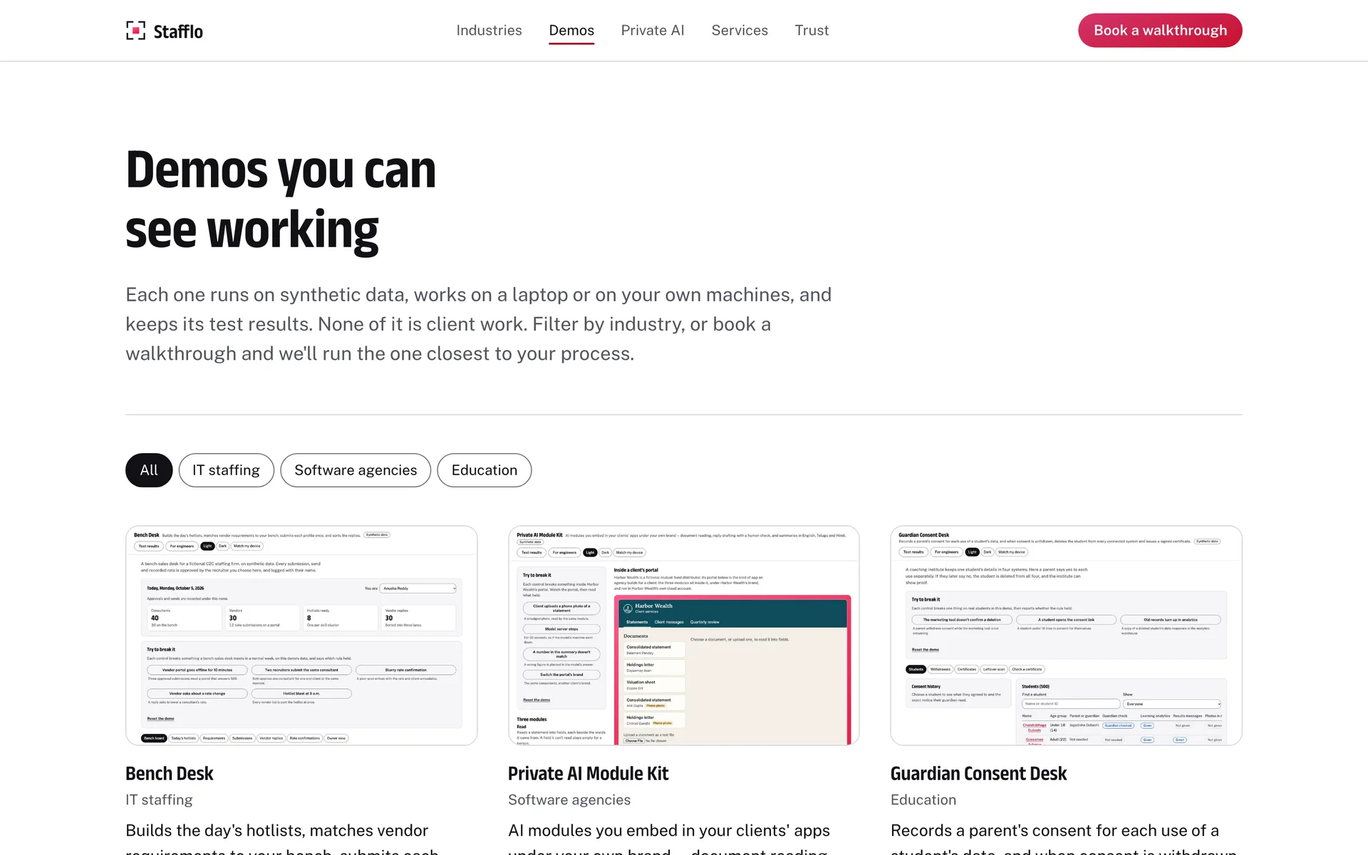 Stafflo demos