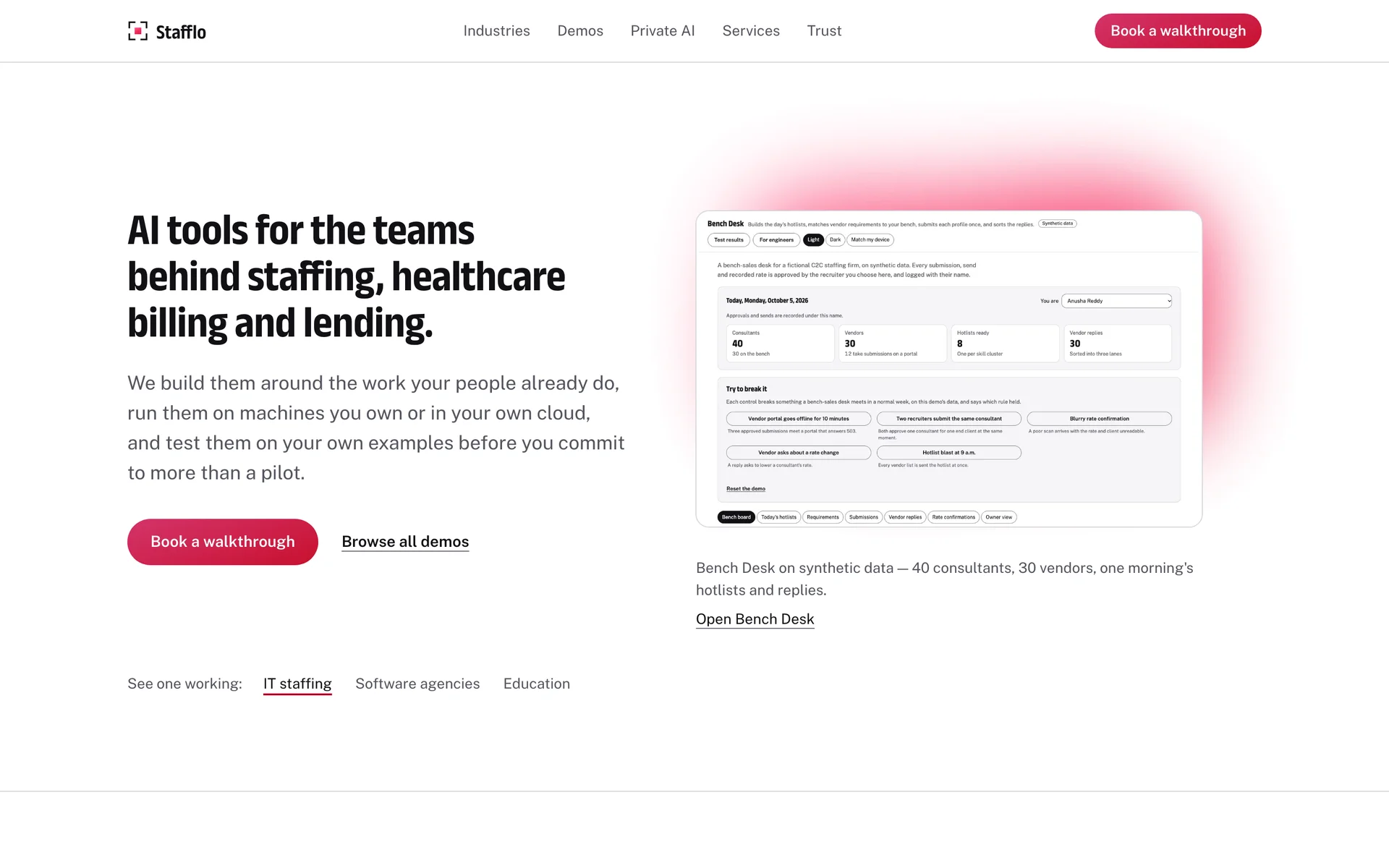 Stafflo landing page